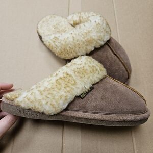 Old Friend Footwear 7 Buffy Scuff Sheepskin Leather Slippers Chocolate Brown